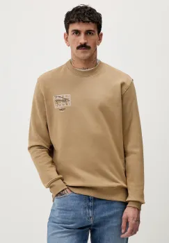 Tommy Jeans hanorac de bumbac culoarea maro, cu imprimeu, DM0DM22366 imagine