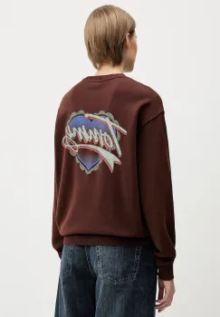 Tommy Jeans hanorac de bumbac culoarea maro, cu imprimeu, DW0DW21602 imagine