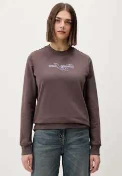 Tommy Jeans hanorac de bumbac culoarea maro, cu imprimeu, DW0DW21922 imagine