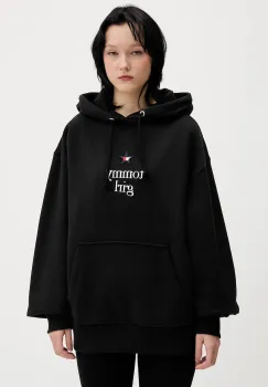 Tommy Jeans hanorac de bumbac culoarea negru, cu gluga, cu imprimeu, DN0DN00099 imagine