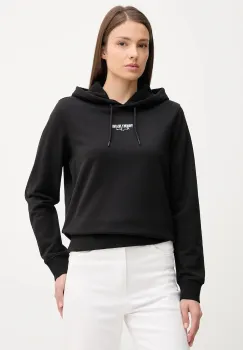 Tommy Jeans hanorac de bumbac culoarea negru, cu gluga, cu imprimeu, DW0DW20943 imagine