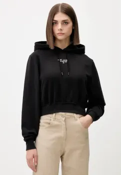 Tommy Jeans hanorac de bumbac culoarea negru, cu gluga, cu imprimeu, DW0DW22170 imagine