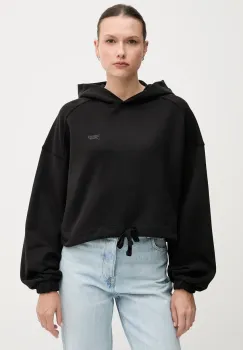 Tommy Jeans hanorac de bumbac culoarea negru, cu gluga, uni, DW0DW20314 imagine