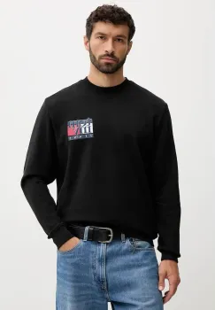 Tommy Jeans hanorac de bumbac culoarea negru, cu imprimeu, DM0DM22093 imagine
