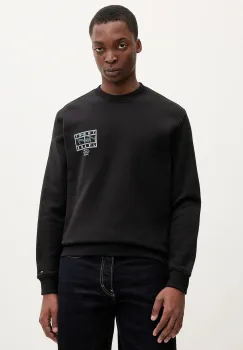 Tommy Jeans hanorac de bumbac culoarea negru, cu imprimeu, DM0DM22366 imagine