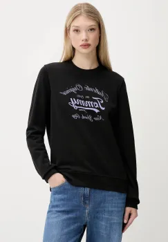 Tommy Jeans hanorac de bumbac culoarea negru, cu imprimeu, DW0DW20942 imagine