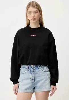 Tommy Jeans hanorac de bumbac culoarea negru, cu imprimeu, DW0DW20947 imagine