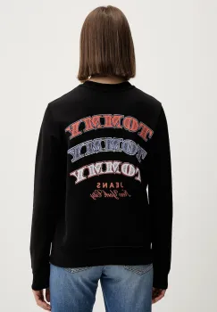 Tommy Jeans hanorac de bumbac culoarea negru, cu imprimeu, DW0DW22517 imagine