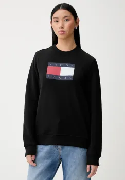 Tommy Jeans hanorac de bumbac culoarea negru, cu imprimeu, DW0DW22564 imagine