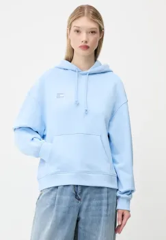 Tommy Jeans hanorac de bumbac culoarea roz, cu gluga, cu imprimeu, DW0DW19414 imagine