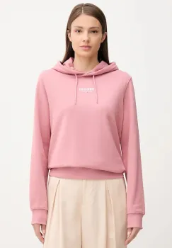 Tommy Jeans hanorac de bumbac culoarea roz, cu gluga, cu imprimeu, DW0DW20943 imagine