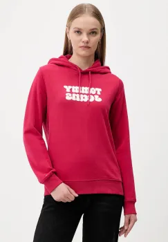 Tommy Jeans hanorac de bumbac culoarea roz, cu gluga, cu imprimeu, DW0DW21962 imagine