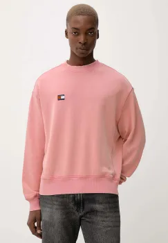Tommy Jeans hanorac de bumbac culoarea roz, cu imprimeu, DM0DM22079 imagine