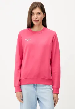 Tommy Jeans hanorac de bumbac culoarea roz, cu imprimeu, DW0DW21960 imagine