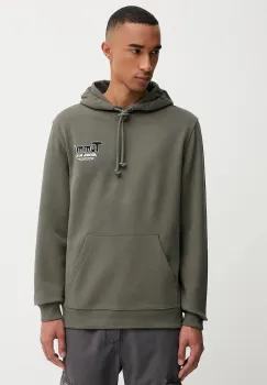 Tommy Jeans hanorac de bumbac culoarea verde, cu gluga, cu imprimeu, DM0DM22086 imagine