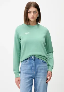 Tommy Jeans hanorac de bumbac culoarea verde, cu imprimeu, DW0DW21960 imagine