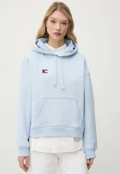 Tommy Jeans hanorac de bumbac femei, cu gluga, cu imprimeu, DW0DW19414 imagine