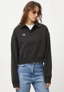 Tommy Jeans hanorac de bumbac femei, culoarea negru, modelator, DW0DW19409 imagine
