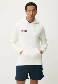 Tommy Jeans hanorac de bumbac pentru copii barbati, culoarea alb, cu gluga, cu imprimeu, DM0DM20257 imagine