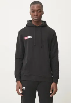Tommy Jeans hanorac de bumbac pentru copii barbati, culoarea negru, cu gluga, cu imprimeu, DM0DM20257 imagine