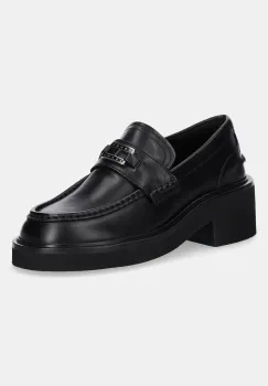 Tommy Jeans mocasini de piele TJW CHUNKY HEEL LOAFER culoarea negru, cu platforma, EN0EN02789 imagine