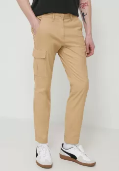 Tommy Jeans pantaloni barbati, culoarea bej, mulata imagine