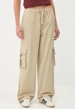 Tommy Jeans pantaloni culoarea bej, drept, high waist, DW0DW20995 imagine