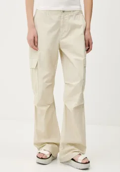 Tommy Jeans pantaloni culoarea bej, lat, high waist, DW0DW20350 imagine