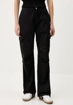 Tommy Jeans pantaloni culoarea negru, lat, high waist, DW0DW20350 imagine