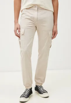 Tommy Jeans pantaloni de bumbac culoarea bej, cu fason cargo, DM0DM20284 imagine
