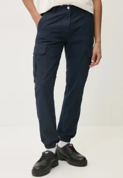 Tommy Jeans pantaloni de bumbac culoarea bleumarin, cu fason cargo, DM0DM20284 imagine