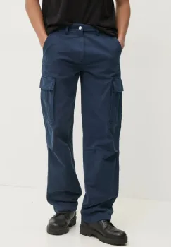 Tommy Jeans pantaloni de bumbac culoarea bleumarin, cu fason cargo, DM0DM20293 imagine