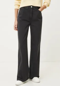 Tommy Jeans pantaloni de bumbac culoarea negru, drept, high waist, DW0DW19394 imagine