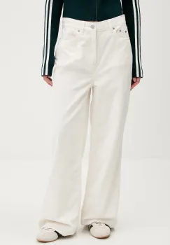 Tommy Jeans pantaloni de catifea cord culoarea alb, evazati, high waist, DW0DW21700 imagine