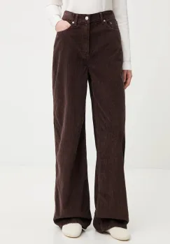 Tommy Jeans pantaloni de catifea cord culoarea maro, evazati, high waist, DW0DW21700 imagine