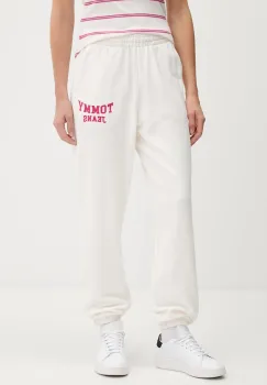 Tommy Jeans pantaloni de trening din bumbac culoarea bej, cu imprimeu, DW0DW22164 imagine