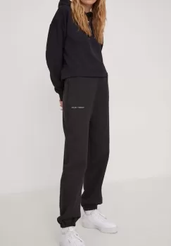 Tommy Jeans pantaloni de trening din bumbac culoarea negru, cu imprimeu imagine