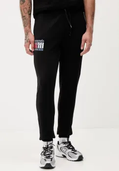 Tommy Jeans pantaloni de trening din bumbac culoarea negru, cu imprimeu, DM0DM22094 imagine