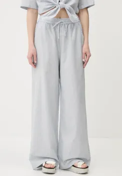 Tommy Jeans pantaloni din amestec de in femei, lat, high waist, DW0DW20352 imagine