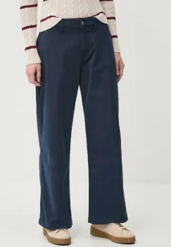 Tommy Jeans pantaloni femei, culoarea albastru marin, lat, medium waist, DW0DW20181 imagine