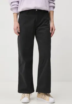Tommy Jeans pantaloni femei, culoarea negru, lat, medium waist, DW0DW20181 imagine