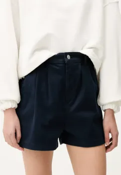 Tommy Jeans pantaloni scurti culoarea bleumarin, uni, high waist, DW0DW21643 imagine