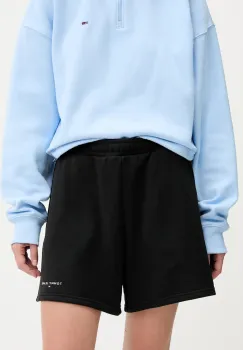 Tommy Jeans pantaloni scurti culoarea negru, uni, high waist, DW0DW21152 imagine
