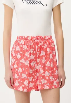 Tommy Jeans pantaloni scurti culoarea portocaliu, cu imprimeu, high waist, DW0DW20359 imagine