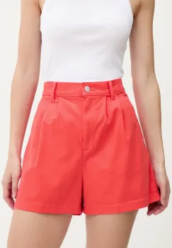 Tommy Jeans pantaloni scurti culoarea rosu, uni, high waist, DW0DW21643 imagine
