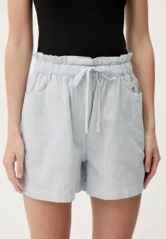 Tommy Jeans pantaloni scurti din amestec de in femei, cu imprimeu, high waist, DW0DW20360 imagine