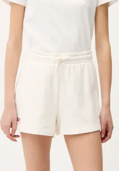 Tommy Jeans pantaloni scurti din bumbac culoarea bej, uni, high waist, DW0DW20353 imagine