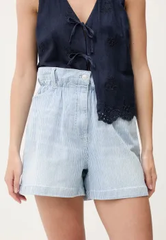 Tommy Jeans pantaloni scurti jeans cu imprimeu, high waist, DW0DW20085 imagine