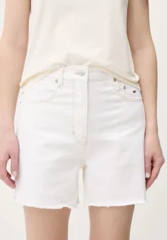 Tommy Jeans pantaloni scurti jeans culoarea bej, uni, high waist, DW0DW20093 imagine