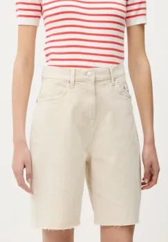 Tommy Jeans pantaloni scurti jeans culoarea bej, uni, high waist, DW0DW21646 imagine